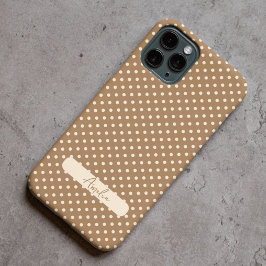 Tortilla Bruine en beige polka stippen iPhone 15 Pro Max Hoesje
