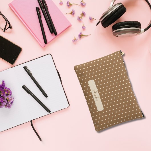 Tortilla Bruine en beige polka stippen Etui