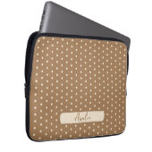 Tortilla Bruine en beige polka stippen Laptop Sleeve (Voorkant Rechts)