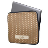 Tortilla Bruine en beige polka stippen Laptop Sleeve (Voorkant Links)