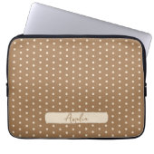 Tortilla Bruine en beige polka stippen Laptop Sleeve (Voorkant)
