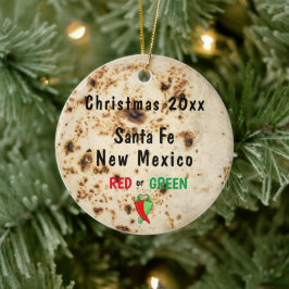 Tortilla & Chili Rood of Groen Santa Fe Southwest Keramisch Ornament