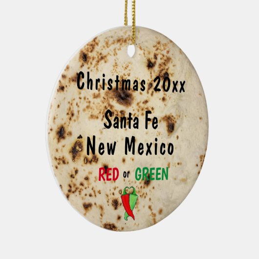 Tortilla & Chili Rood of Groen Santa Fe Southwest Keramisch Ornament (Rechts)
