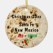 Tortilla & Chili Rood of Groen Santa Fe Southwest Keramisch Ornament (Voorkant)