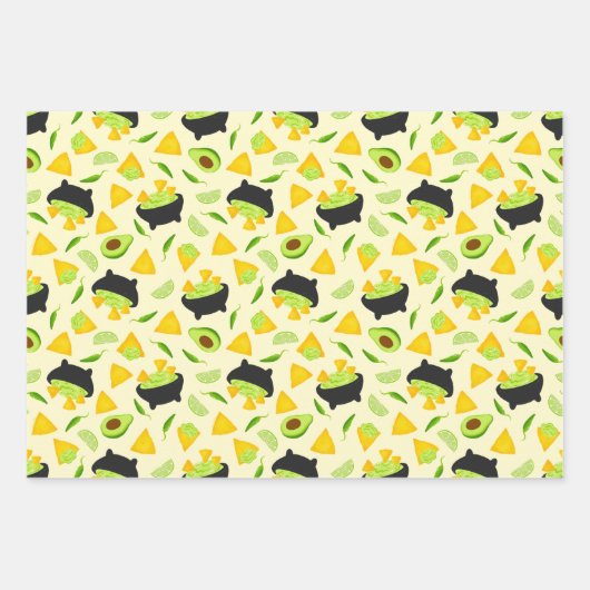 Tortilla Chips en Guacamole Pattern Inpakpapier Vel (Voorkant 2)