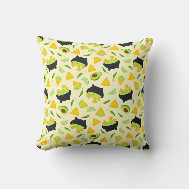 Tortilla Chips en Guacamole Pattern Kussen (Voorkant)