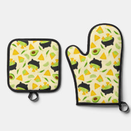 Tortilla Chips en Guacamole Pattern Ovenwant & Pannenlap Set