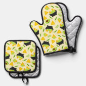 Tortilla Chips en Guacamole Pattern Ovenwant & Pannenlap Set (Voorkant / Achterkant)