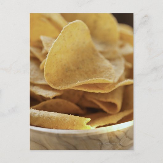 Tortilla-chips in houten kom briefkaart (Voorkant)