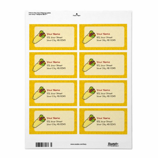 Tortilla Sandwich Wrap Etiket (Full Sheet)