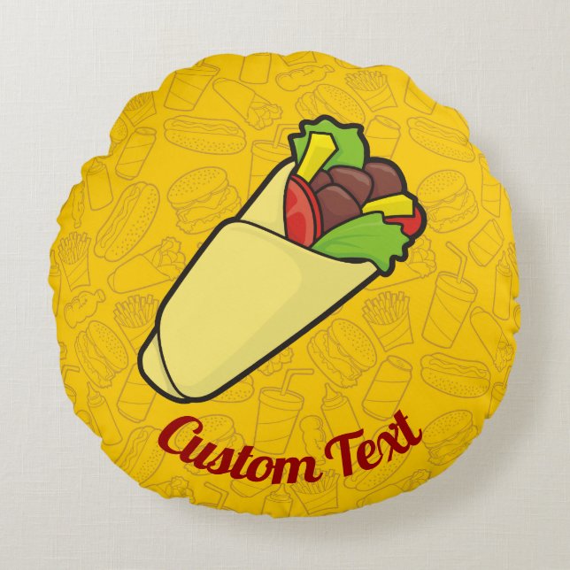 Tortilla Sandwich Wrap Round Pillow Rond Kussen (Voorkant)