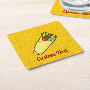 Tortilla Sandwich Wrap Square Paper Onderzetter