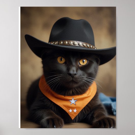 Tortishell Cat Cowboy Poster (Voorkant)
