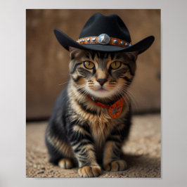 Tortishell Kat met een Cowboy Pet Poster