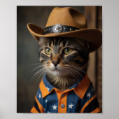Tortishell Kat met een Cowboy Pet Poster (Voorkant)