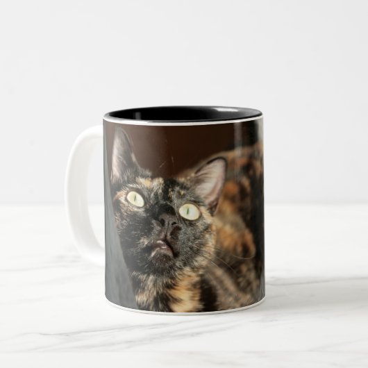 Tortitude mug - tortoiseshell cat tweekleurige koffiemok (Voorkant links)