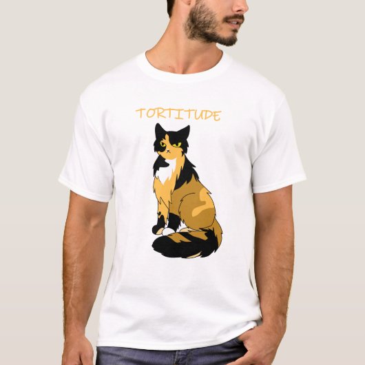 "Tortitude" Tortie Cat Mannen Basic T-Shirt (Voorkant)