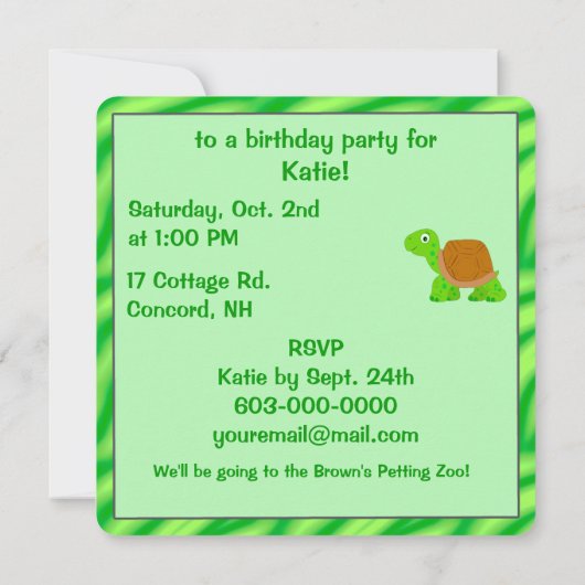 Tortoise Birthday Kaart (Achterkant)