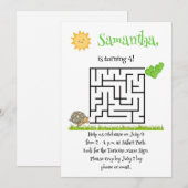 Tortoise doolhof puzzel verjaardagsuitnodigingen v kaart (Voorkant / Achterkant)