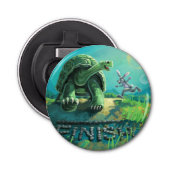 Tortoise en de Hare Art Button Flesopener (Voorkant)