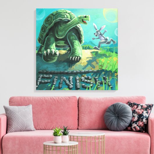 Tortoise en de Hare Art Canvas Afdruk (Insitu (Woonkamer))