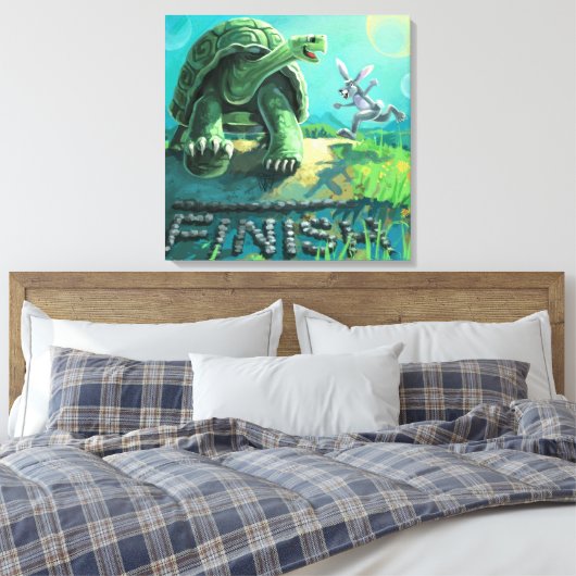 Tortoise en de Hare Art Canvas Afdruk (Insitu (Slaapkamer))