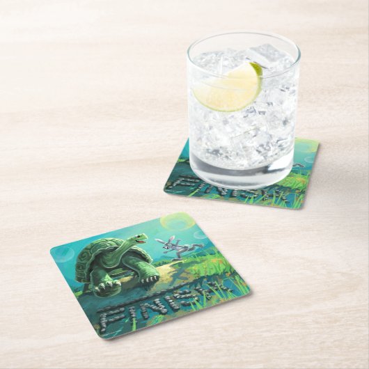 Tortoise en de Hare Art Kartonnen Onderzetters (Insitu)