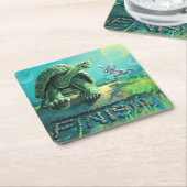 Tortoise en de Hare Art Kartonnen Onderzetters (Schuin)