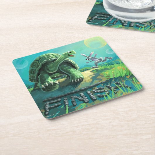 Tortoise en de Hare Art Kartonnen Onderzetters (Schuin)