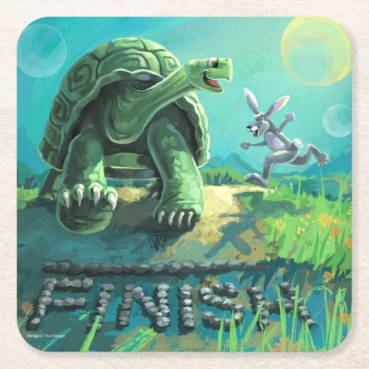Tortoise en de Hare Art Kartonnen Onderzetters (Voorkant)