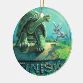 Tortoise en de Hare Art Keramisch Ornament (Links)