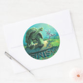 Tortoise en de Hare Art Ronde Sticker (Envelop)