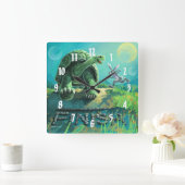 Tortoise en de Hare Art Vierkante Klok (Huis)