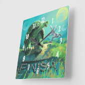 Tortoise en de Hare Art Vierkante Klok (Hoek)