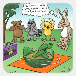 Tortoise en de Hare Revisted Vierkante Sticker