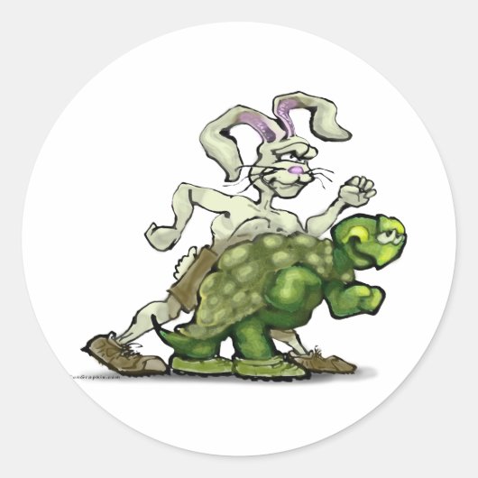Tortoise en de Hare Ronde Sticker (Voorkant)