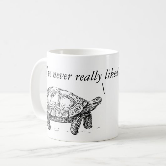 Tortoise en Hare wry humor mok (Voorkant links)