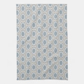 Tortoise Hexagon Pattern Blue Gray Tan White Theedoek (Verticaal)