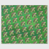 Tortoise in Santa Hat op groen Cadeaupapier (Vlak)