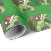 Tortoise in Santa Hat op groen Cadeaupapier (Rol Hoek)