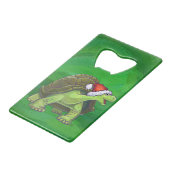 Tortoise in Santa Hat op groen Creditkaart Flessenopener (Voorkant Gekanteld)