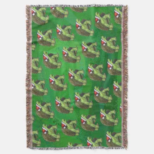 Tortoise in Santa Hat op groen Deken (Voorkant Verticaal)