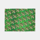 Tortoise in Santa Hat op groen Fleece Deken (Voorkant (Horizontaal))