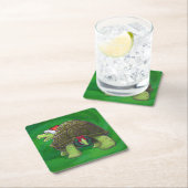 Tortoise in Santa Hat op groen Kartonnen Onderzetters (Insitu)