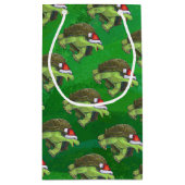 Tortoise in Santa Hat op groen Klein Cadeauzakje (Achterkant)