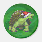 Tortoise in Santa Hat op groen Magneet (Voorkant)