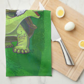 Tortoise in Santa Hat op groen Theedoek (Quarter Fold)