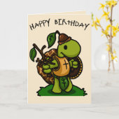 Tortoise Knight Birthday Card Kaart (Gele Bloem)