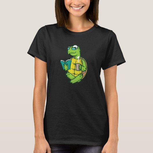 Tortoise loves reading and Coffee or Tea T-shirt (Voorkant)