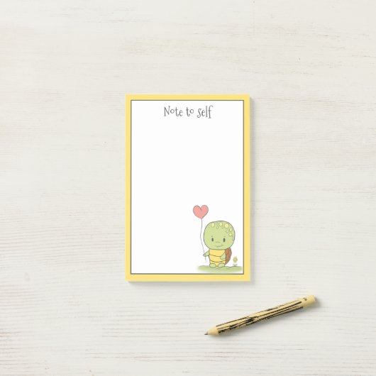 Tortoise met een ballon op maat post-it® notes (Op bureau)